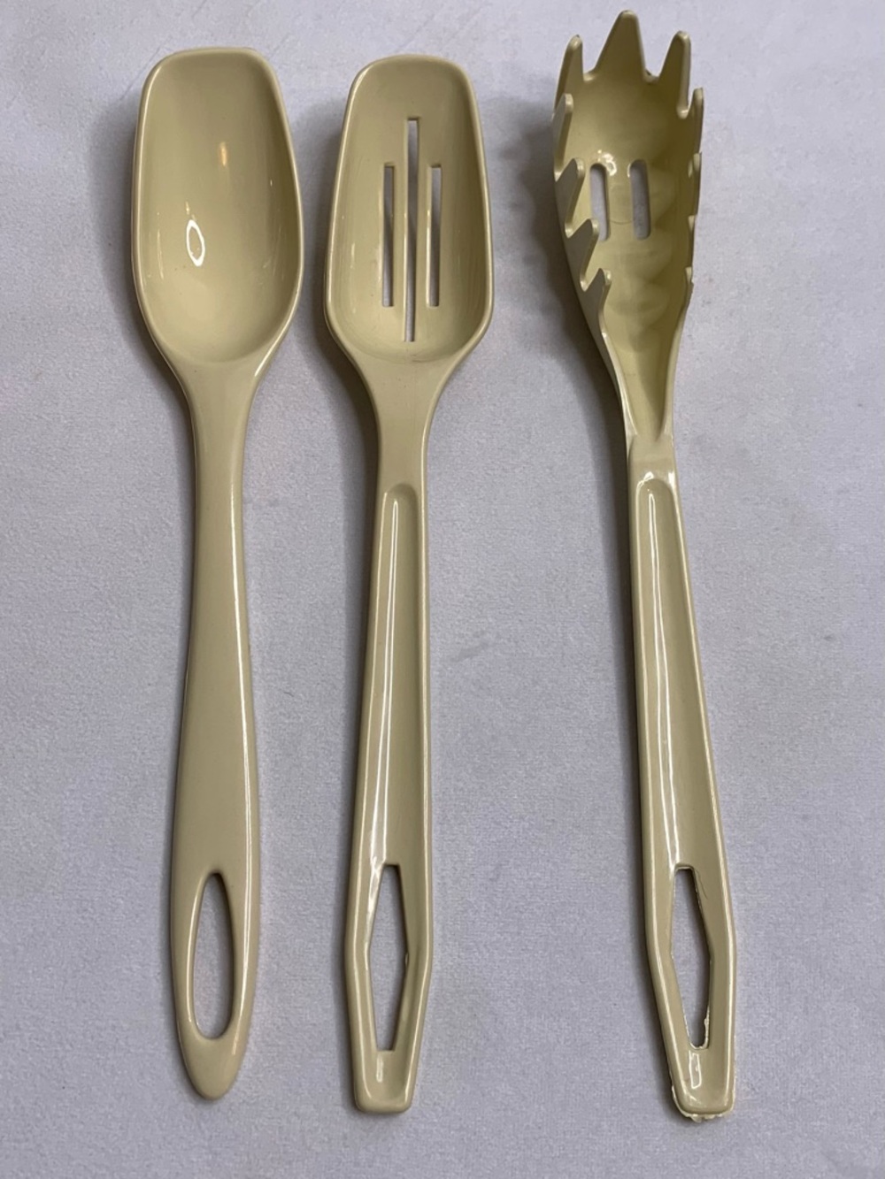 3 pc Vintage King Kraft Nylon Plastic Kitchen Utensils Cooking Spoons Beige Lot